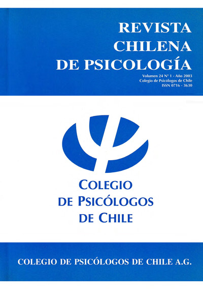 					Ver Vol. 24 Núm. 1 (2003): Revista Chilena de Psicología
				